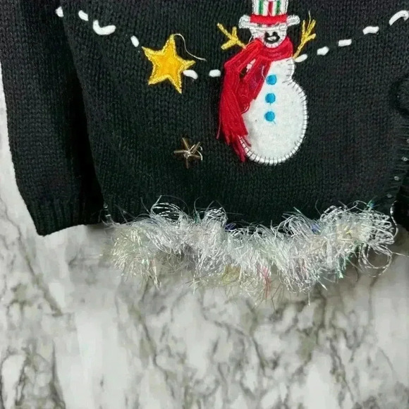 Holiday Editions Vtg Christmas Button Up Sweater Cardigan Womens Size L - Picture 3 of 7